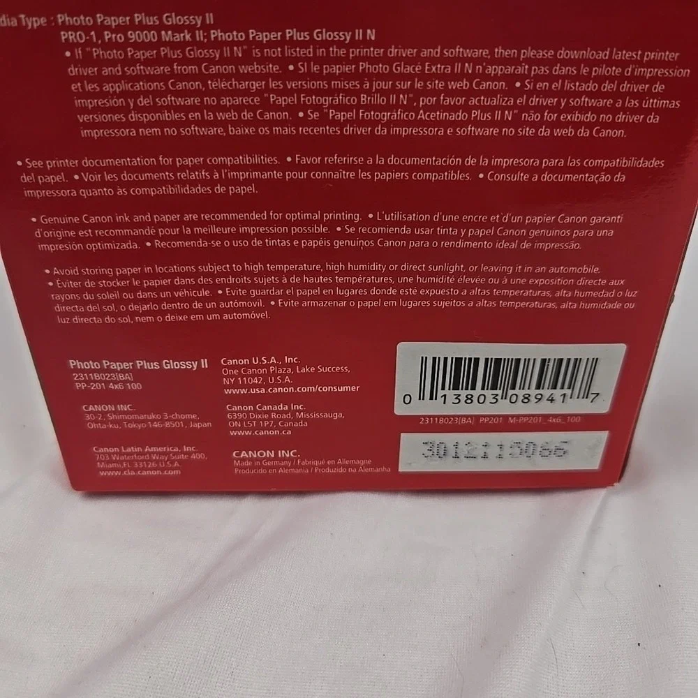 Canon PP-201 Photo Paper Plus Glossy II 4x6 inch - 100 Sheets - Brand New In Box